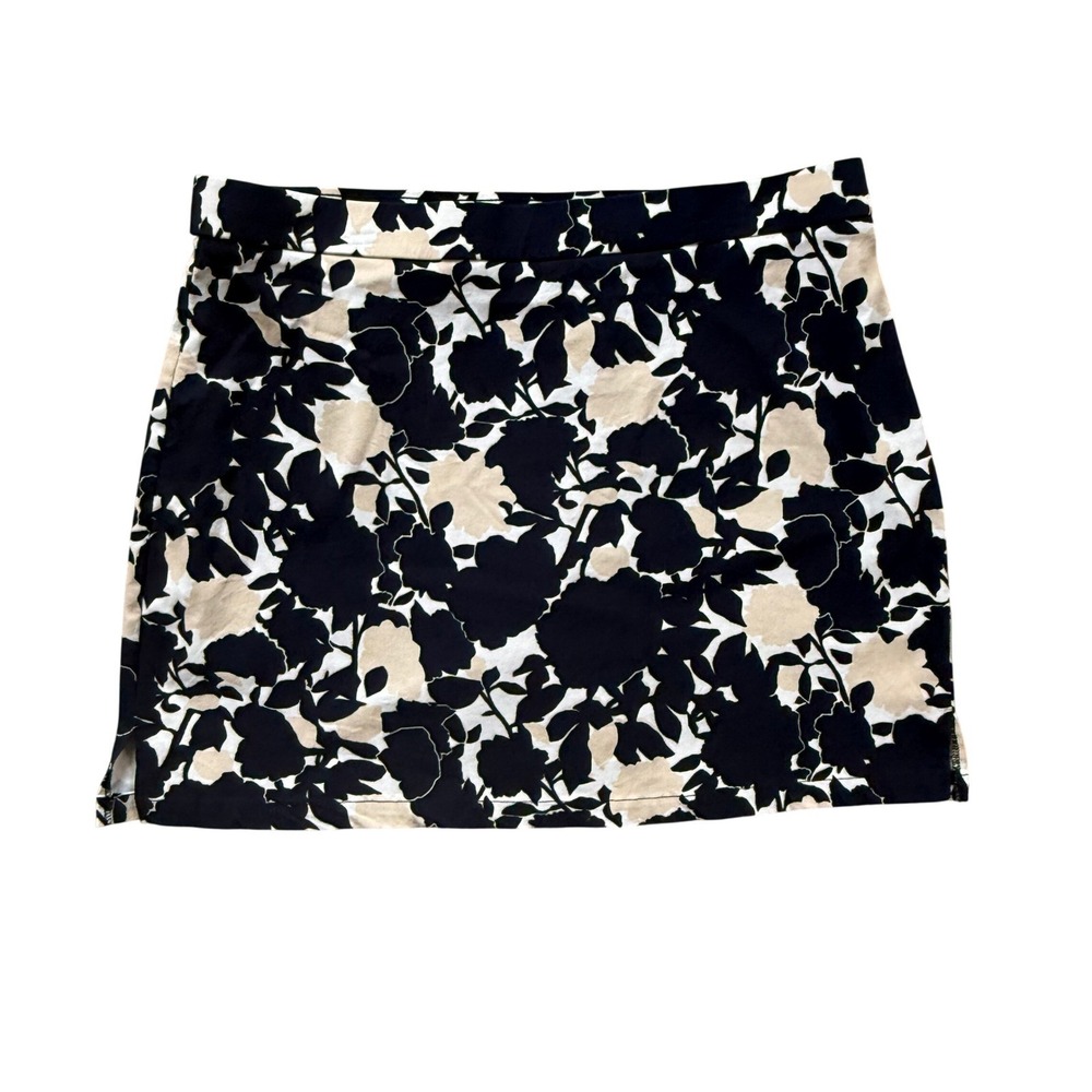 Rafaella Floral Skort Women XXL Black Navy Cream‎ Stretch Mini Skirt Excellent